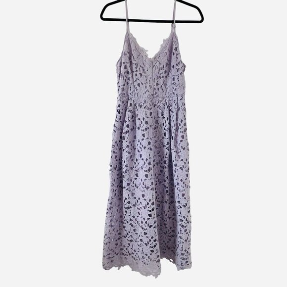 ASTR the Label Dress Women’s Size Large Lace Floral Overlay Midi Lavender Fairy - Picture 2 of 9